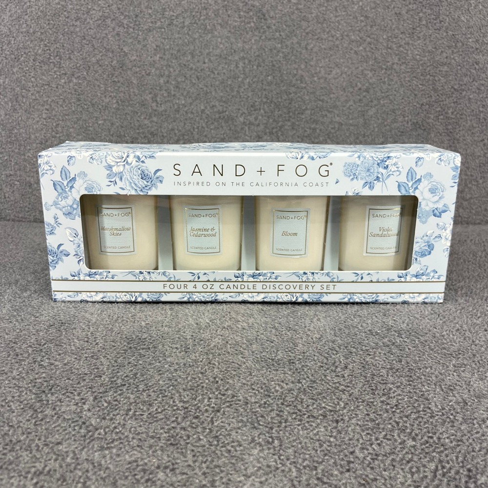 Sand + Fog Candle Discovery Set Unisex 4oz 4pk Blue Floral Gift Box Scented New